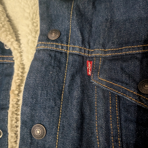 Men's Denim Levi Strauss Trucker Sherpa Jacket - Picture 3 of 16
